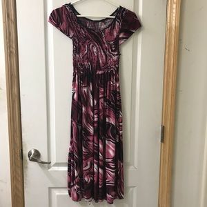 Purple Short Sleeve Maxi Dress